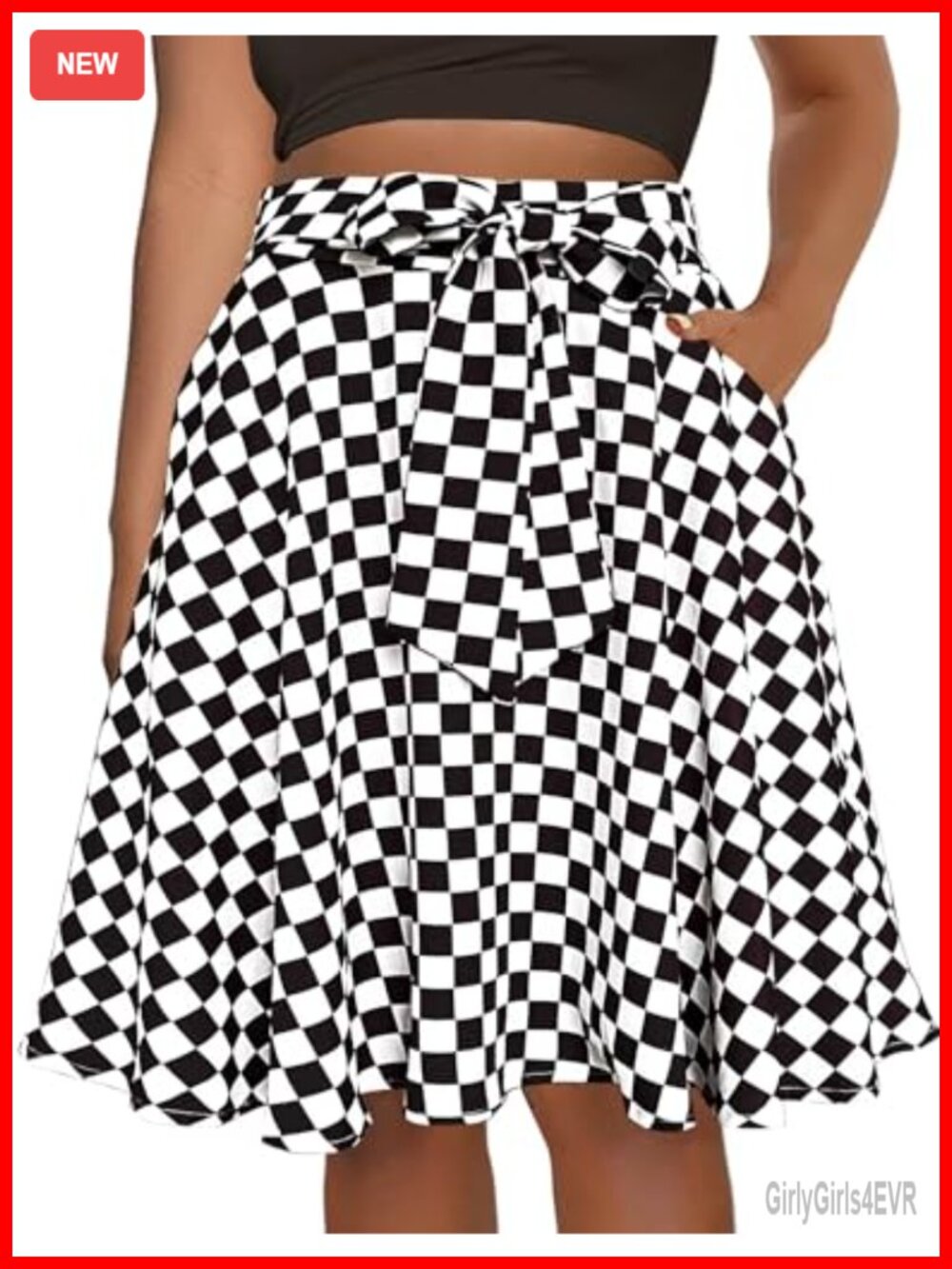 Women's High Waist Flared A-Line Midi Skirt with Pockets